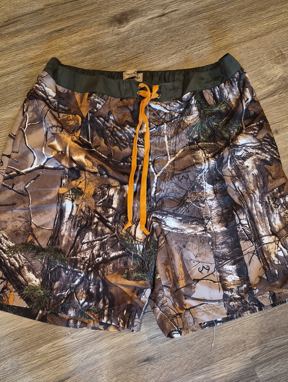 Men's Camo Swim Trunks with Orange Drawstring